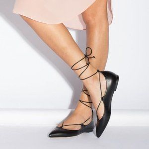 M. Gemi Brezza Lace Up Flats Black Leather